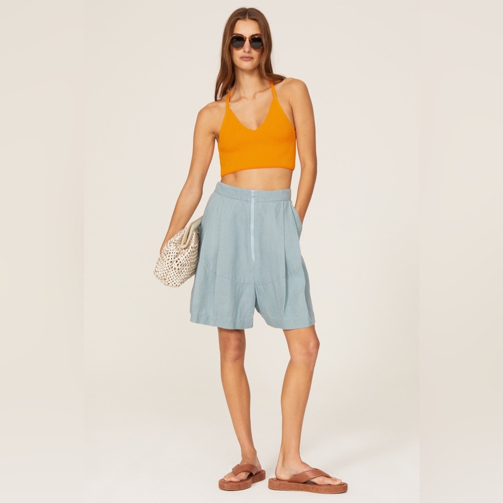 rag & bone Soleil‎ Rib Bra Top Orange Knit Ribbed V-Neck Racerback size large - Picture 3 of 13